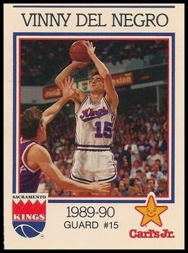 1989-90 Carl's Jr. Sacramento Kings 15 Vinny Del Negro